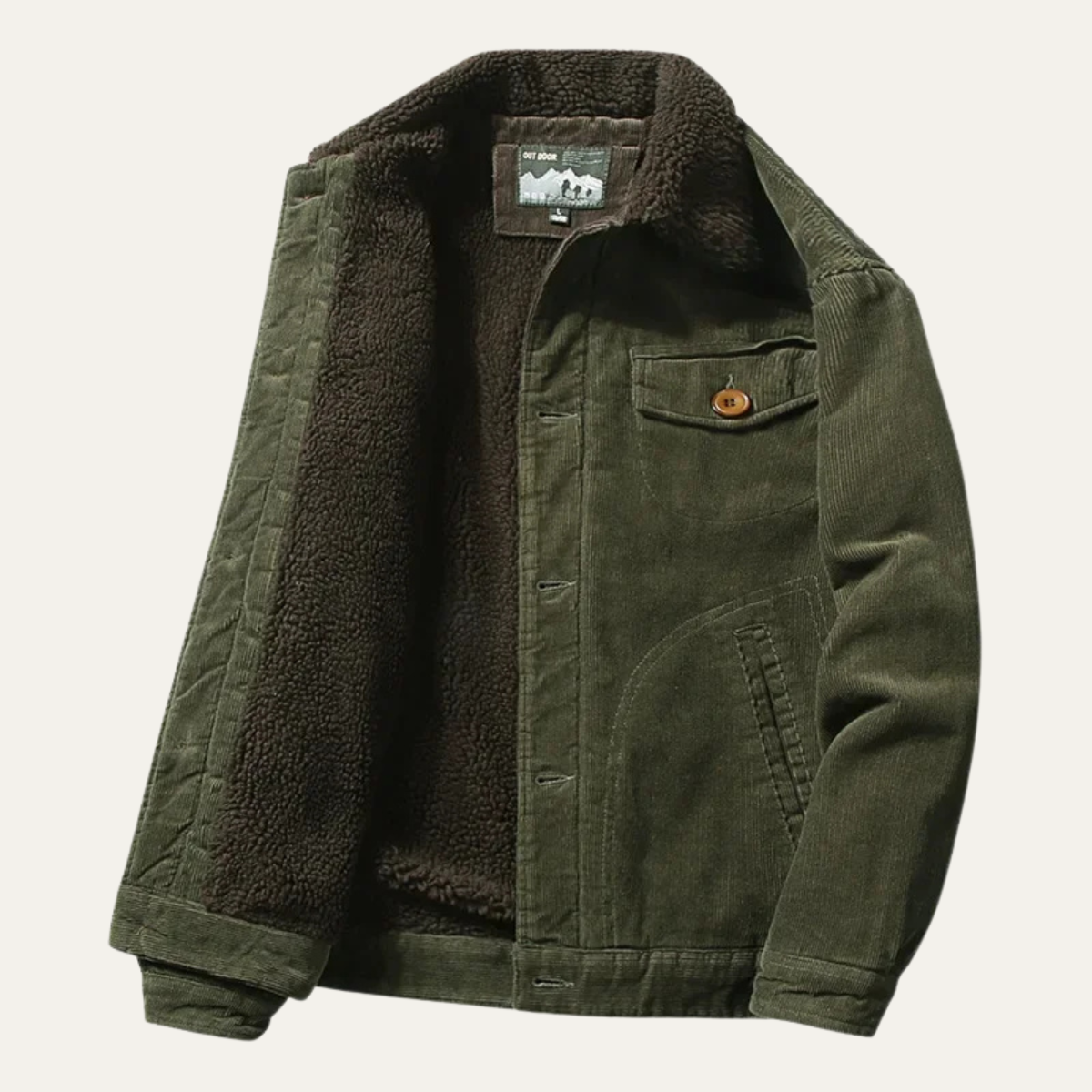 VogeLuxe | Herren-Truckerjacke mit Kragen, Cord und Sherpa-Futter 7