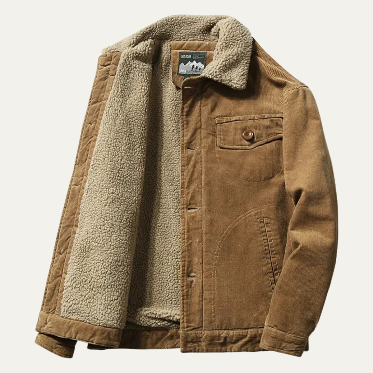 VogeLuxe | Herren-Truckerjacke mit Kragen, Cord und Sherpa-Futter 8