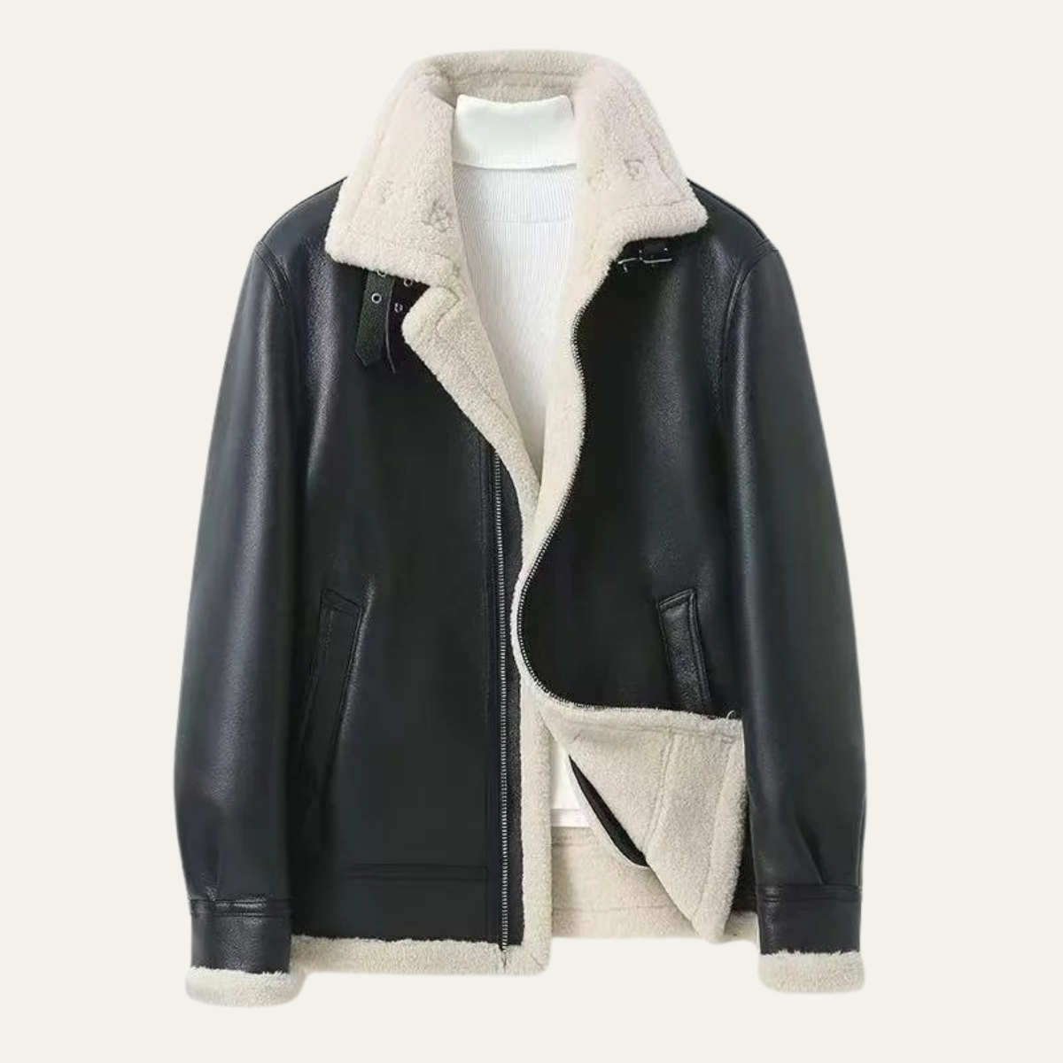 VogeLuxe | Herren-Winterjacke im Fliegerstil mit Lammfellfutter 0