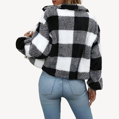 VogeLuxe | Karierte, warme Plüschjacke für Damen 2