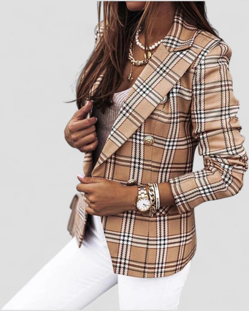 VogeLuxe | Karierter Einknopf-Blazer für Damen 1