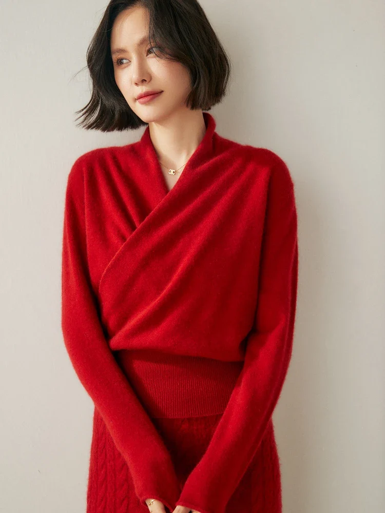 VogeLuxe | Kaschmirpullover mit Crossover-Kragen für Damen 1