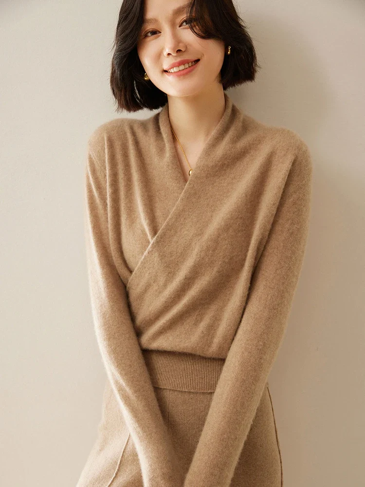 VogeLuxe | Kaschmirpullover mit Crossover-Kragen für Damen 3