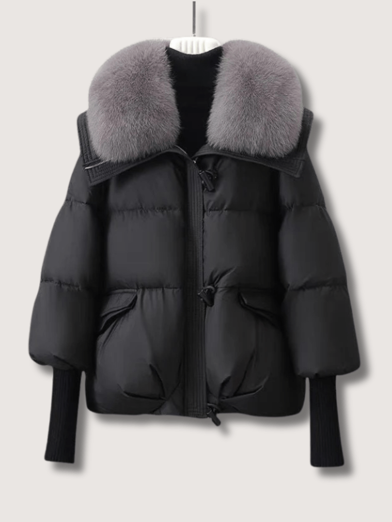 VogeLuxe | Kurze Damen-Steppjacke mit Pelzkragen 1