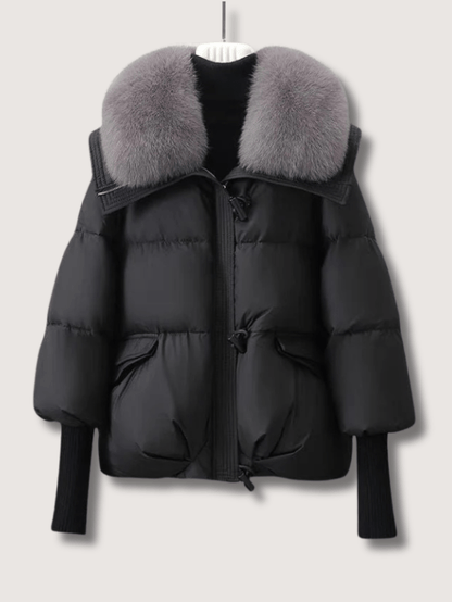 VogeLuxe | Kurze Damen-Steppjacke mit Pelzkragen 1