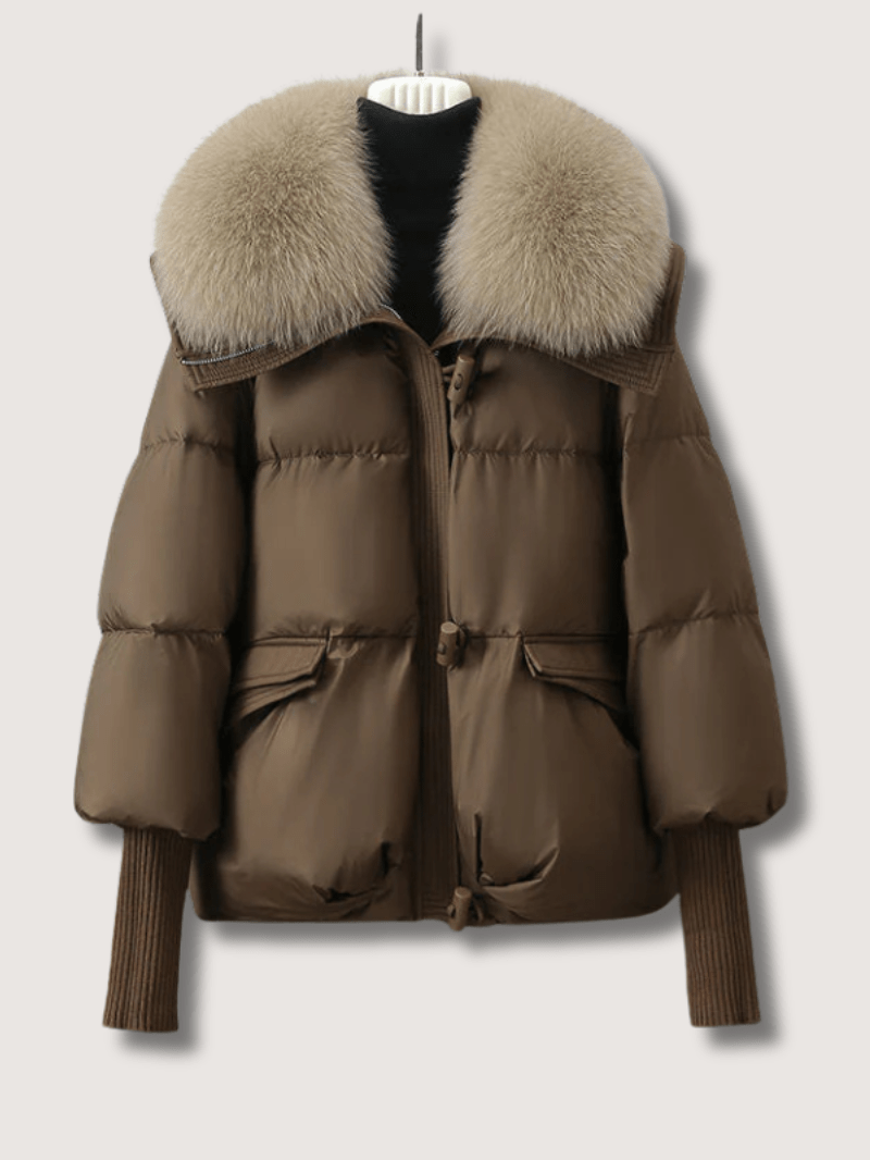 VogeLuxe | Kurze Damen-Steppjacke mit Pelzkragen 4