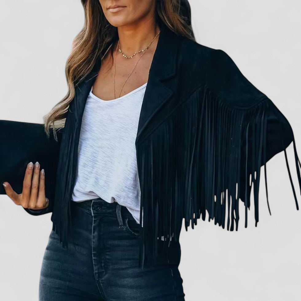 VogeLuxe | Kurze Vintage-Jacke mit Fransen für Damen 1
