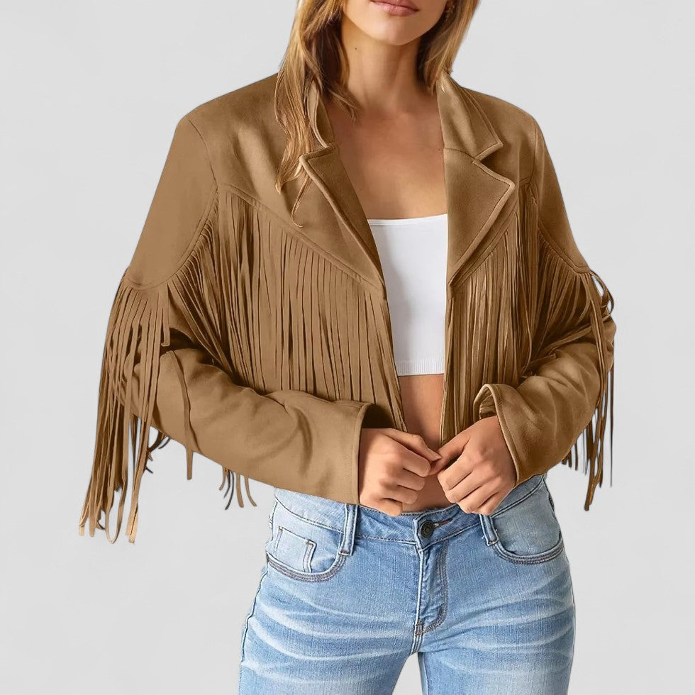 VogeLuxe | Kurze Vintage-Jacke mit Fransen für Damen 2