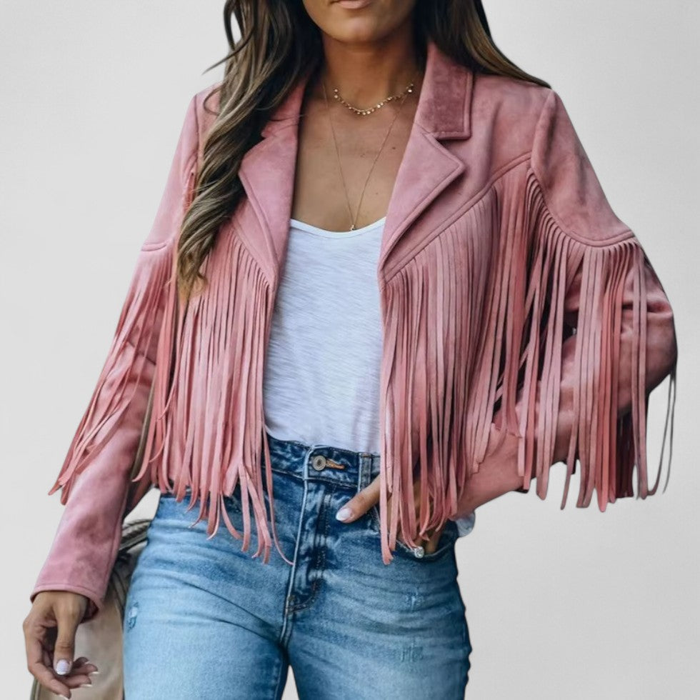 VogeLuxe | Kurze Vintage-Jacke mit Fransen für Damen 3