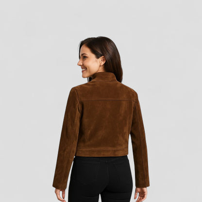 VogeLuxe | Kurze Wildlederjacke mit Reißverschluss für Damen 1