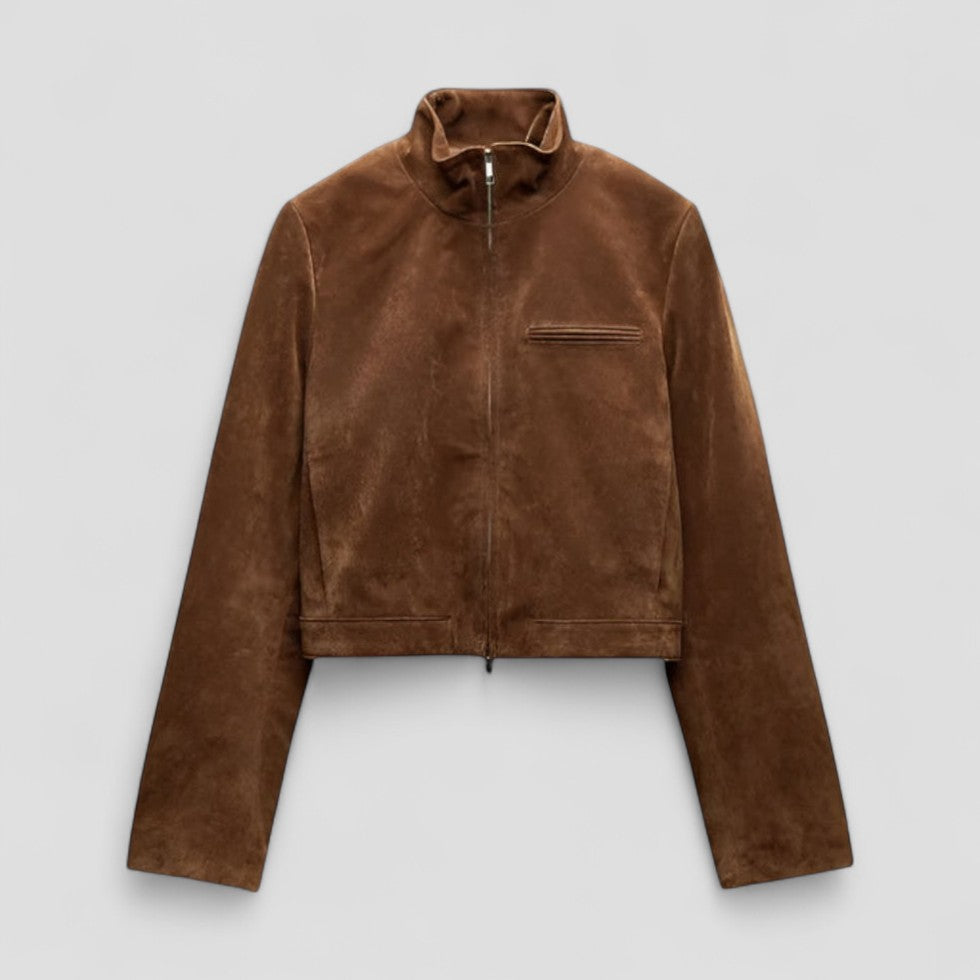 VogeLuxe | Kurze Wildlederjacke mit Reißverschluss für Damen 2