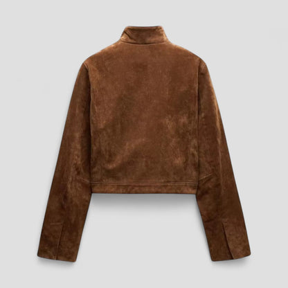 VogeLuxe | Kurze Wildlederjacke mit Reißverschluss für Damen 3