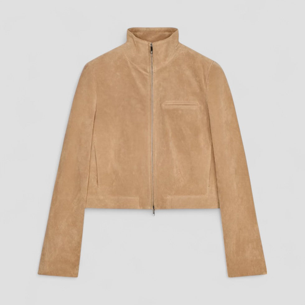 VogeLuxe | Kurze Wildlederjacke mit Reißverschluss für Damen 7