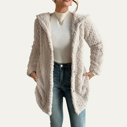 VogeLuxe | Kuscheliger, mittellanger Fleece-Cardigan für Damen 0