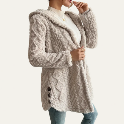 VogeLuxe | Kuscheliger, mittellanger Fleece-Cardigan für Damen 1