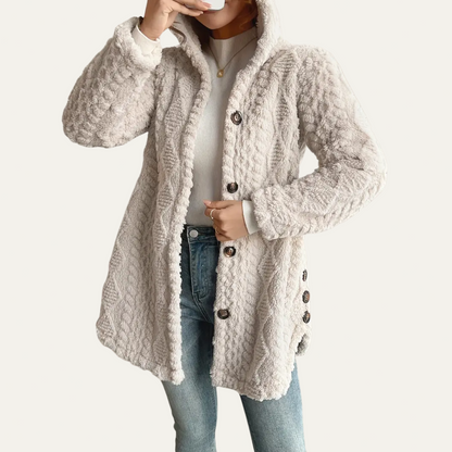 VogeLuxe | Kuscheliger, mittellanger Fleece-Cardigan für Damen 3