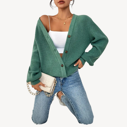 VogeLuxe | Langärmlige Strickjacke mit Knopfleiste vorne für Damen 0