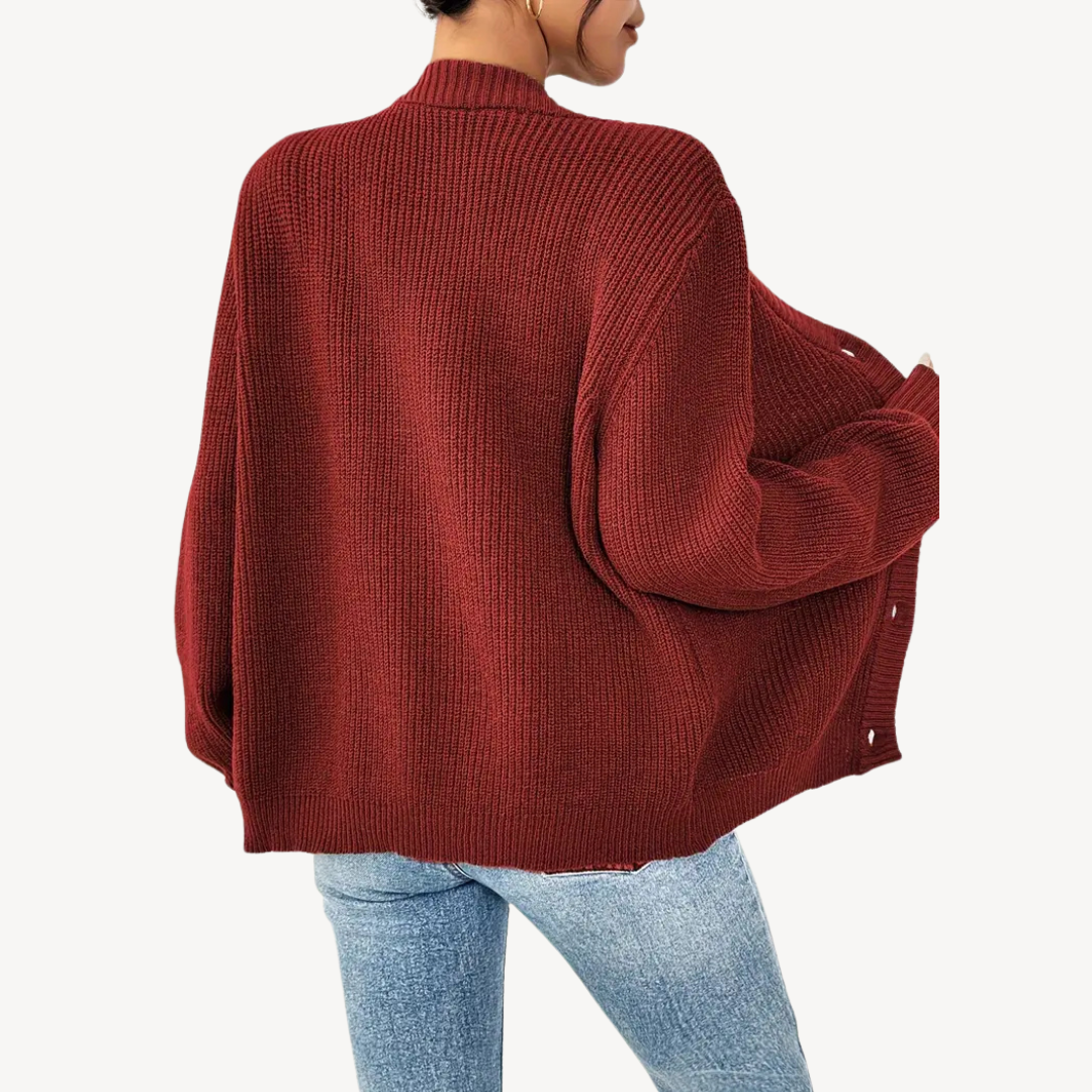 VogeLuxe | Langärmlige Strickjacke mit Knopfleiste vorne für Damen 6