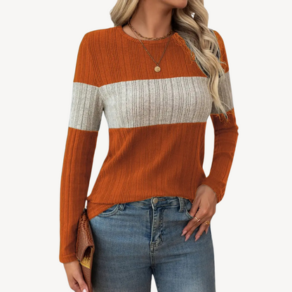 VogeLuxe | Langarmshirt mit Farbblockdesign für Damen 2