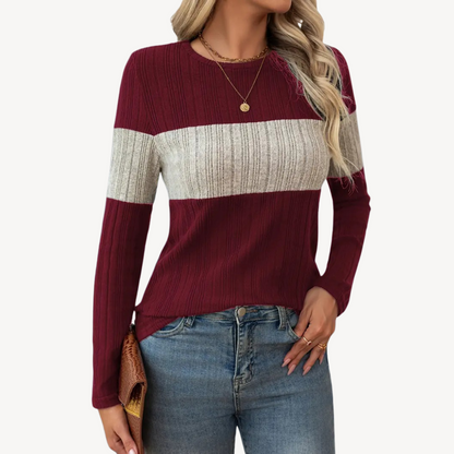 VogeLuxe | Langarmshirt mit Farbblockdesign für Damen 3