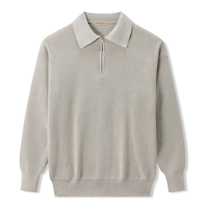 VogeLuxe | Lässiger Strickpullover mit halbem Reißverschluss für Herren 0