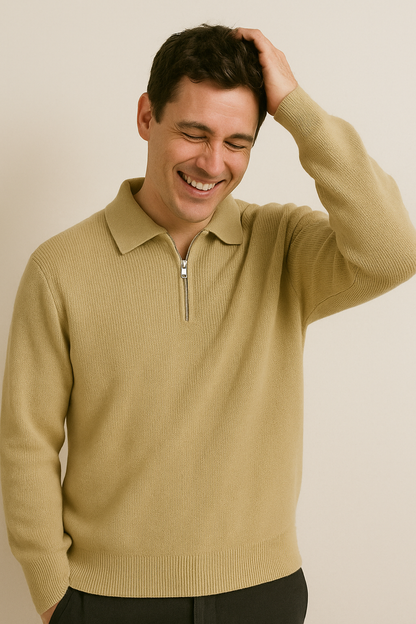 VogeLuxe | Lässiger Strickpullover mit halbem Reißverschluss für Herren 4
