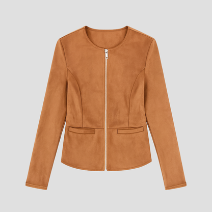 VogeLuxe | Minimalistische Damen-Wildlederjacke mit Reißverschluss 1