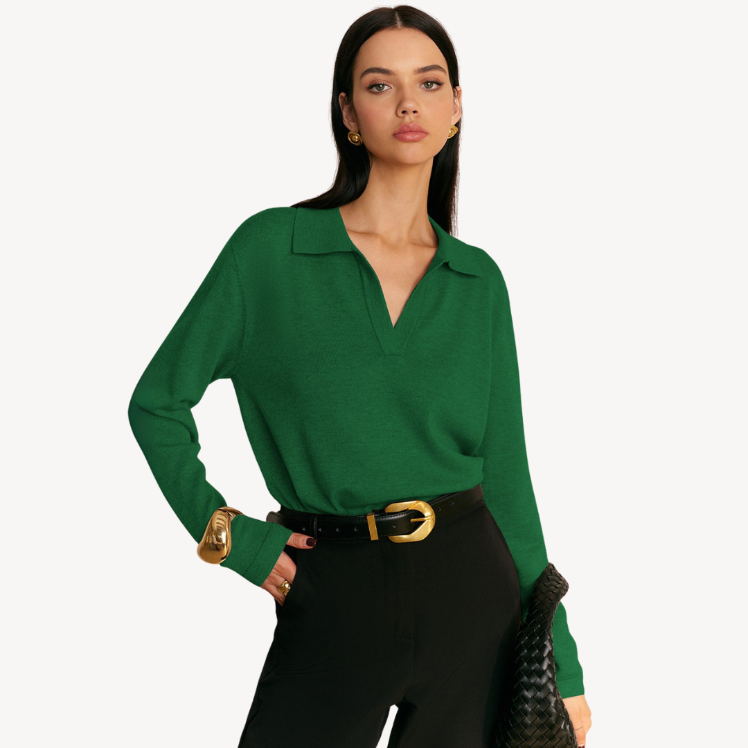 VogeLuxe | Polopullover mit V-Ausschnitt für Damen 0