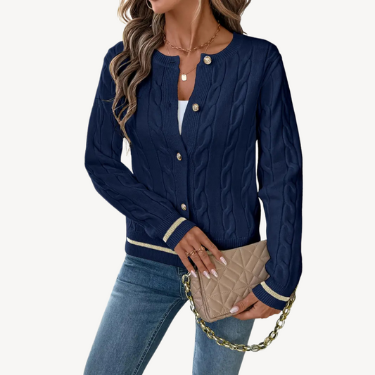 VogeLuxe | Schlichte Langarm-Strickjacke für Damen 0
