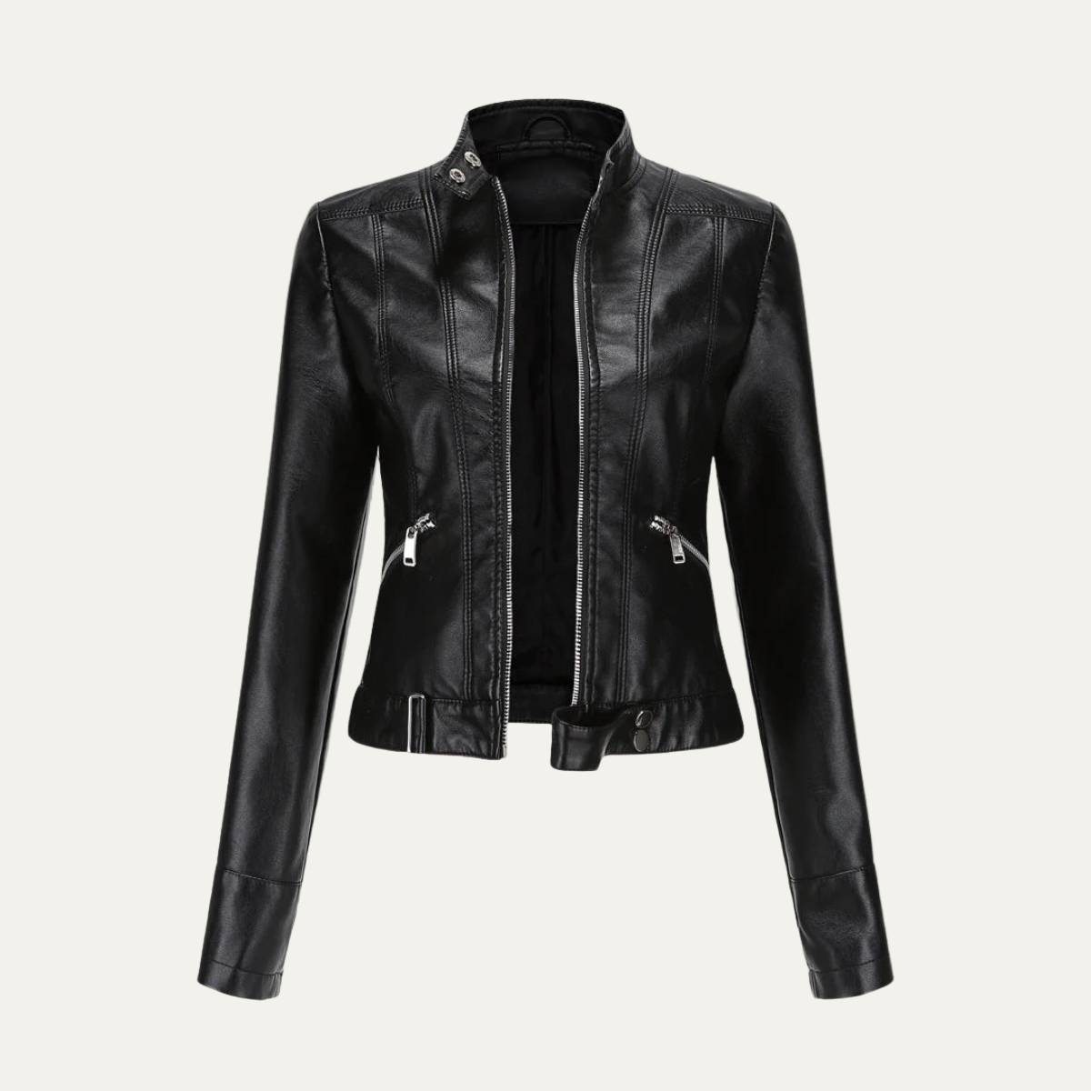 VogeLuxe | Taillierte Damen-Kunstlederjacke 0