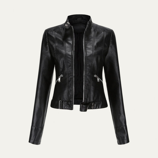VogeLuxe | Taillierte Damen-Kunstlederjacke 0