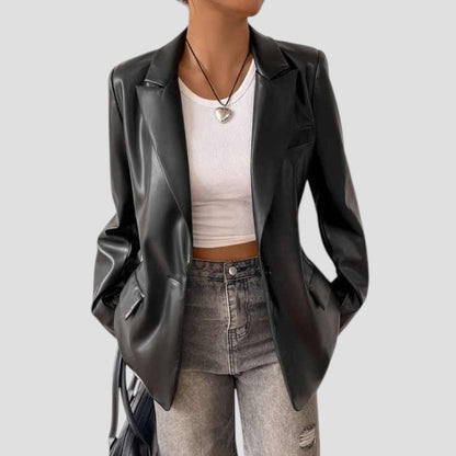 VogeLuxe | Vintage-Blazer aus Kunstleder für Damen 1