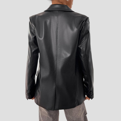 VogeLuxe | Vintage-Blazer aus Kunstleder für Damen 2