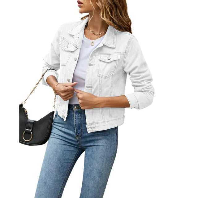 Frauen Denim-Jacke Lässig Casual Blau