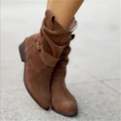 Lässige Stiefel Mit Niedrigem Absatz Frauenstiefel Bequem