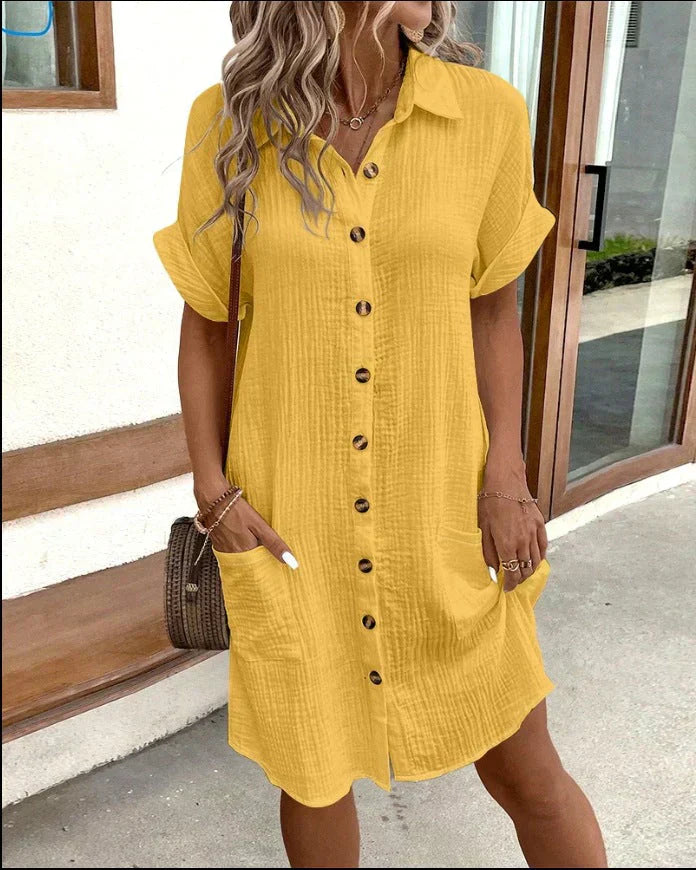 Sommerkleid Leicht Baumwolle Knopfleiste Einfach