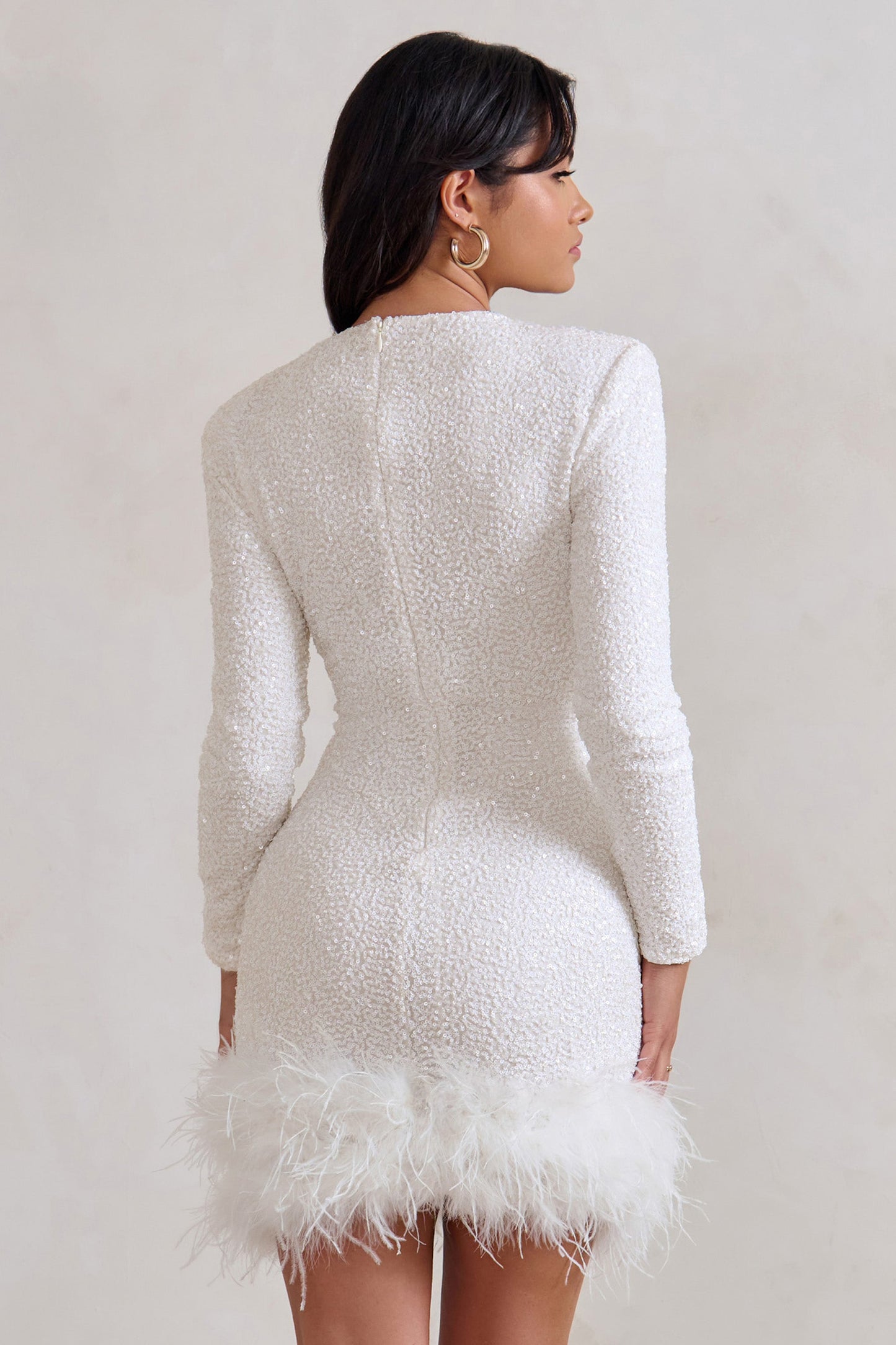 Kleid Minikleid mit FederbesatzSexy Abendkleid
