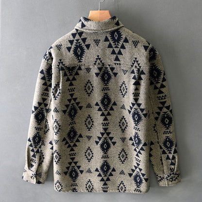 Herren Westernhemd Retro Baumwolle Blau