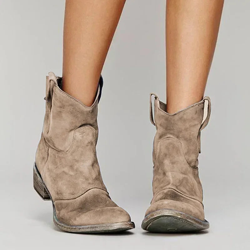Lederstiefeletten Damen Vintage Western Schuhe - BerlinGlamour