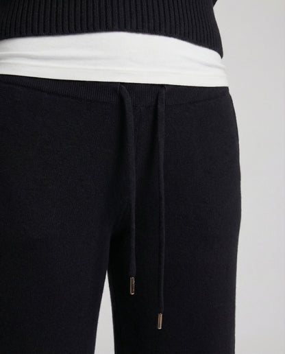 Damen Freizeithose Schwarz Fleece Weite Bequem