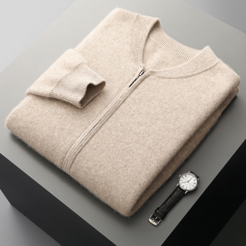 Herren Strickjacke Woll Warm Reißverschluss Hochwertig