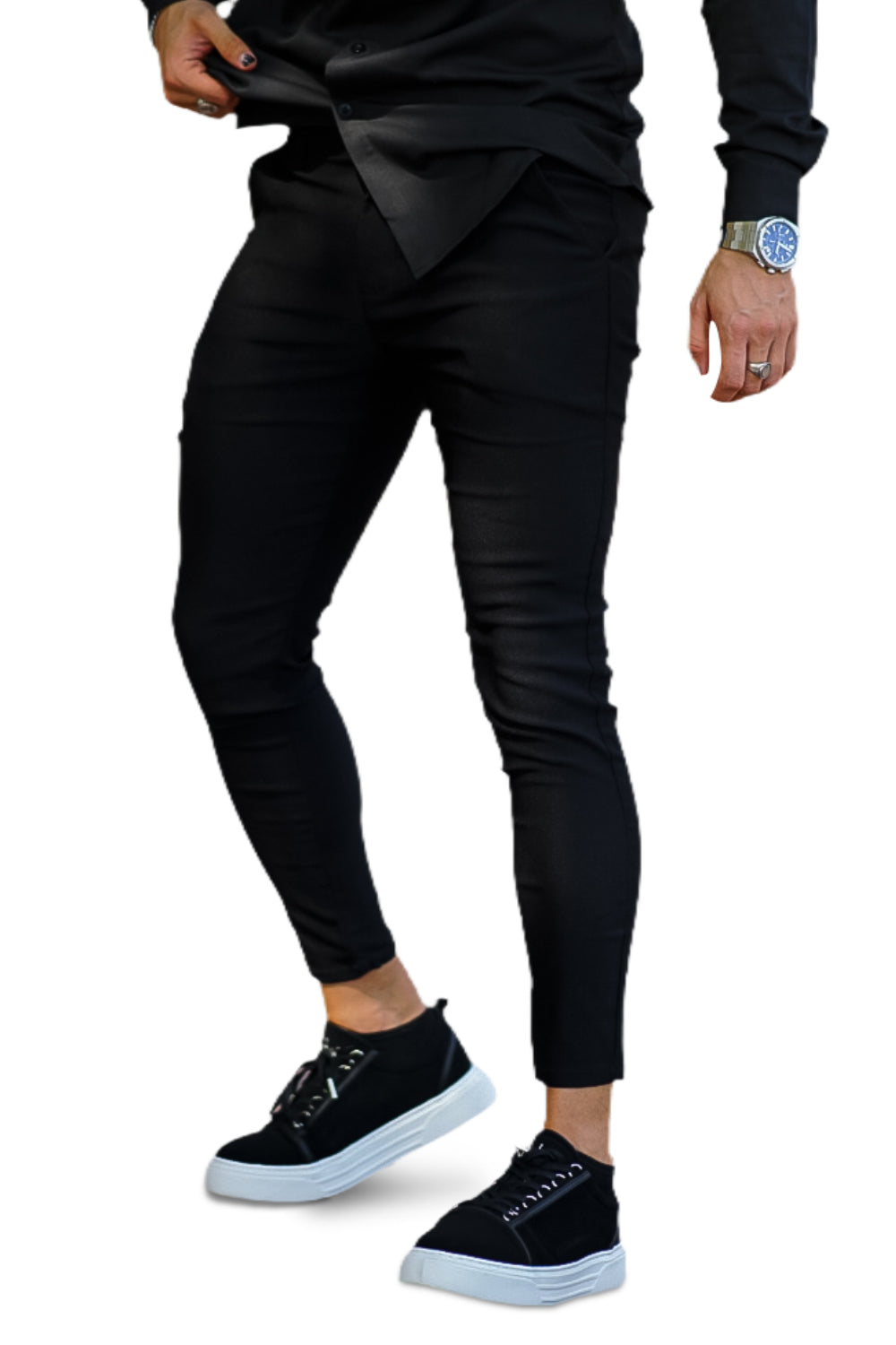 Herren Stoffhose Klassisch Schwarz SlimFit - BerlinGlamour