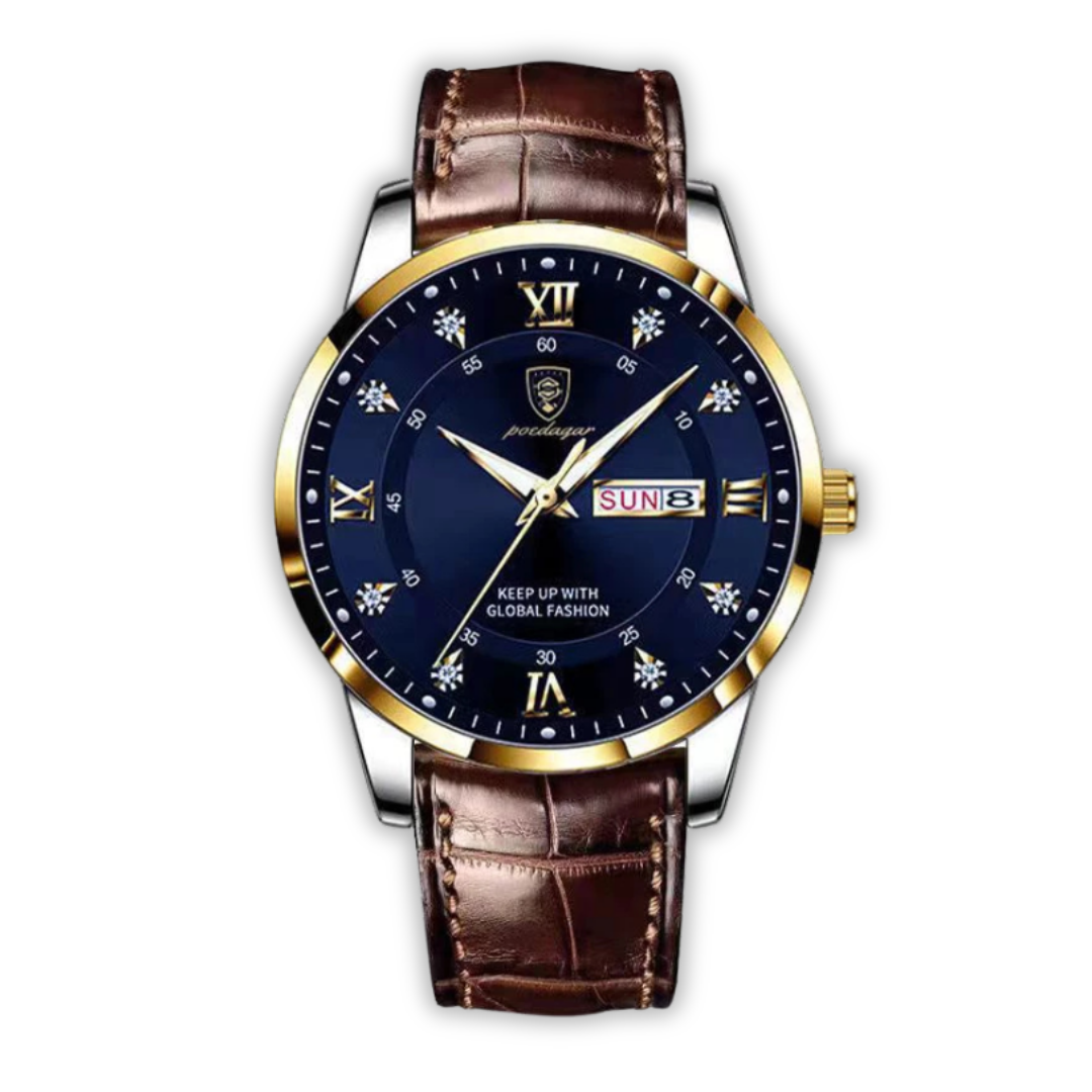 Herrenuhr Elegantes Design Lederband Schweizer Qualität