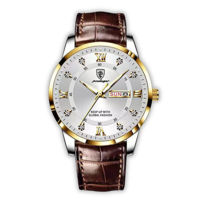 Herrenuhr Elegantes Design Lederband Schweizer Qualität