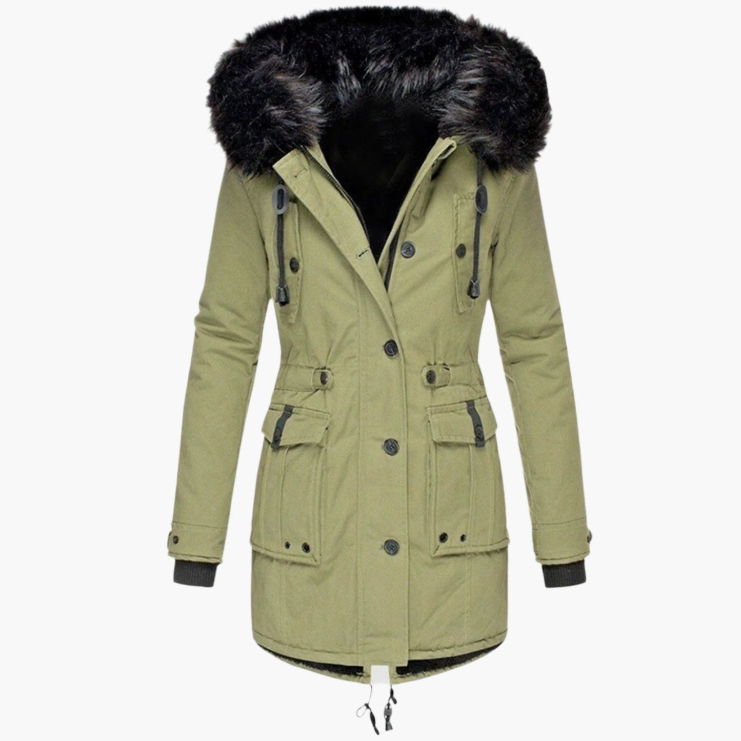 Damen Winterjacke Lang Warm Kapuzenjacke Casual