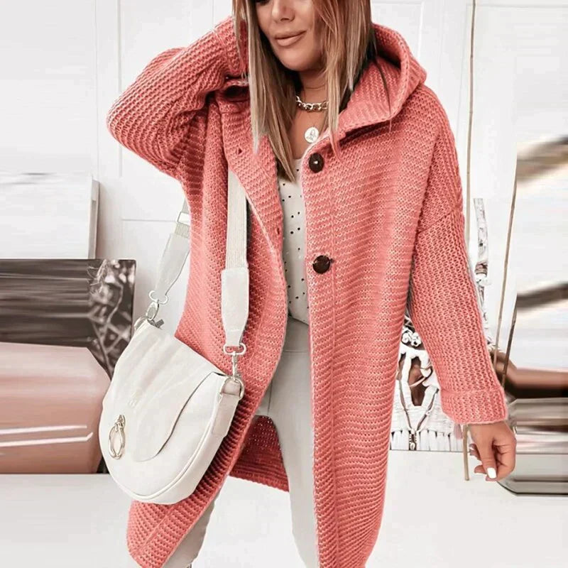 Lange Strickjacke Warm Kapuze Damen - BerlinGlamour
