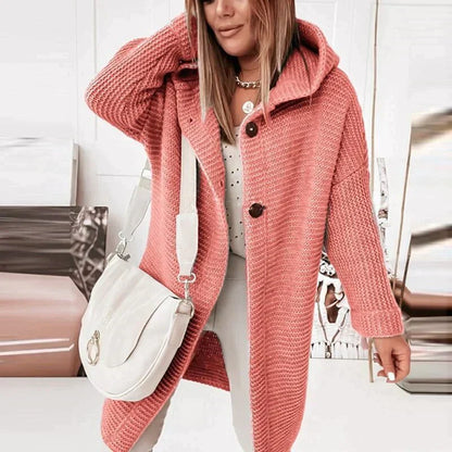 Lange Strickjacke Warm Kapuze Damen - BerlinGlamour