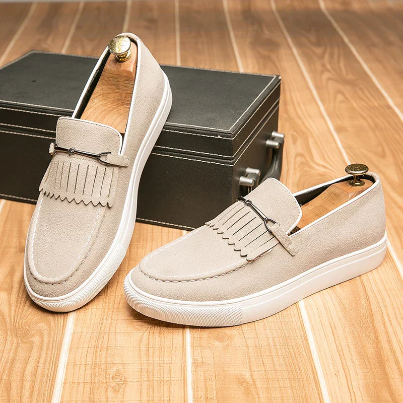 Herren Loafer Schuhe Wildleder Braun Elegent