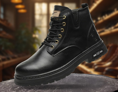 Herren Schnürstiefel Robust Reißverschluss Wasserfest
