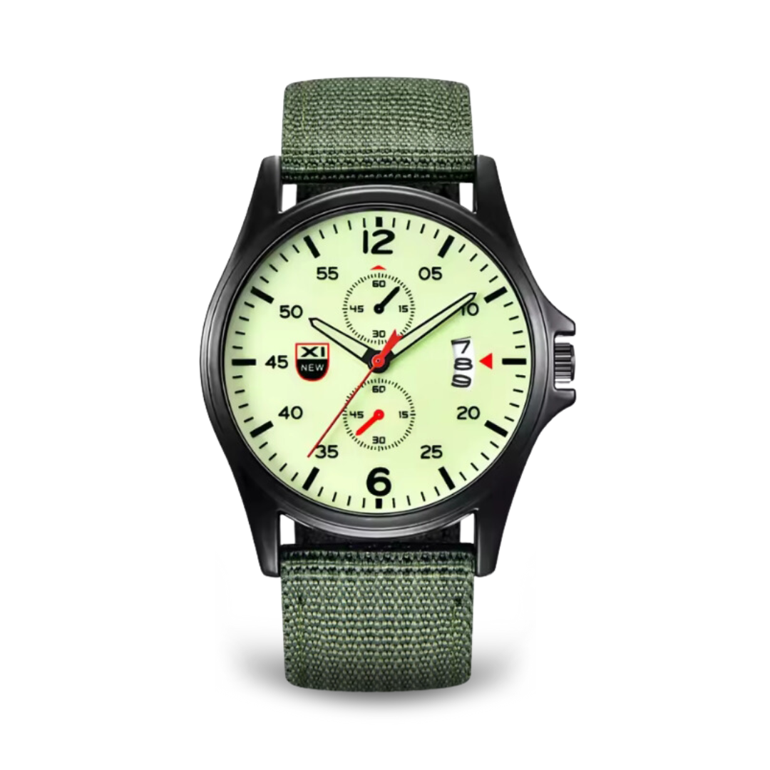 Herrenuhr Militärstil Quarz Sportuhr Schwarz